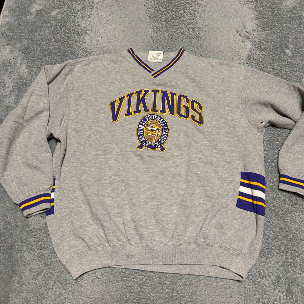 VTG Minnesota Vikings NFL Football Lee Sport Pullover Sweatshirt Gray Size XL